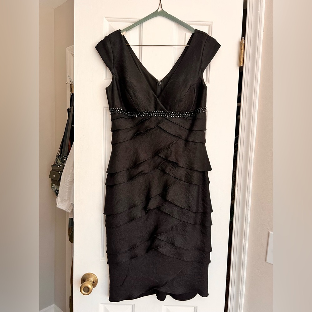 Alex Evenings Elegant Black Tiered  Dress